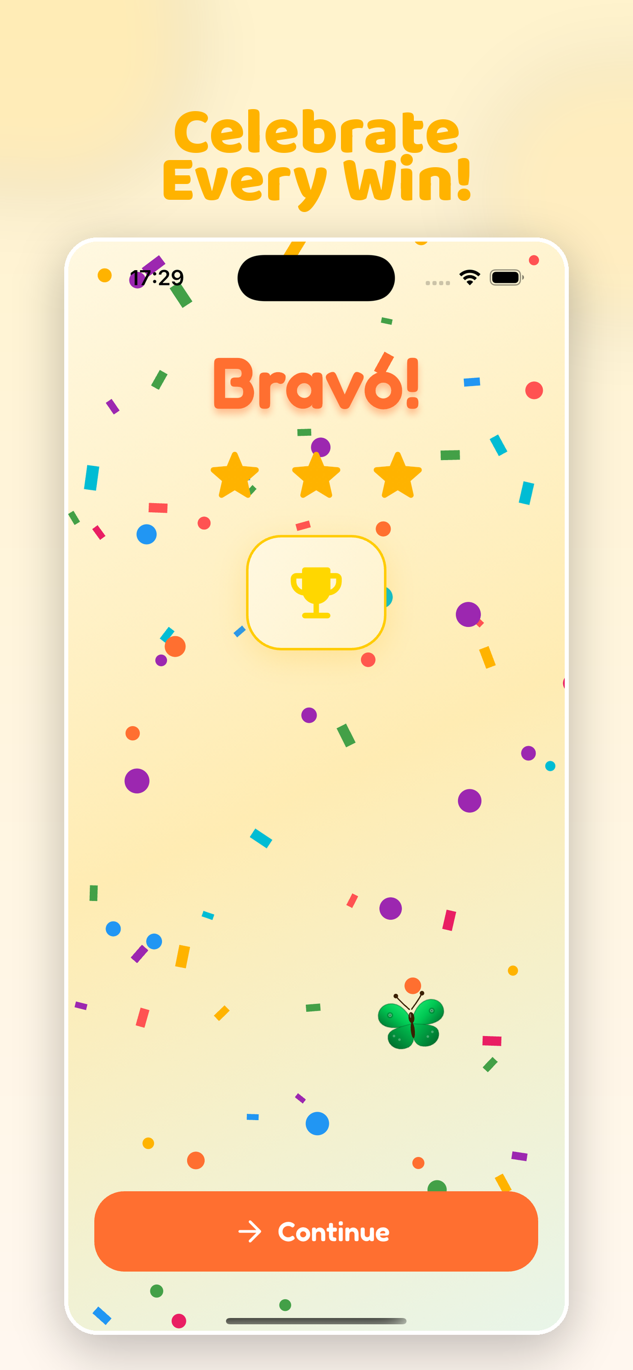 Reward screen with stars